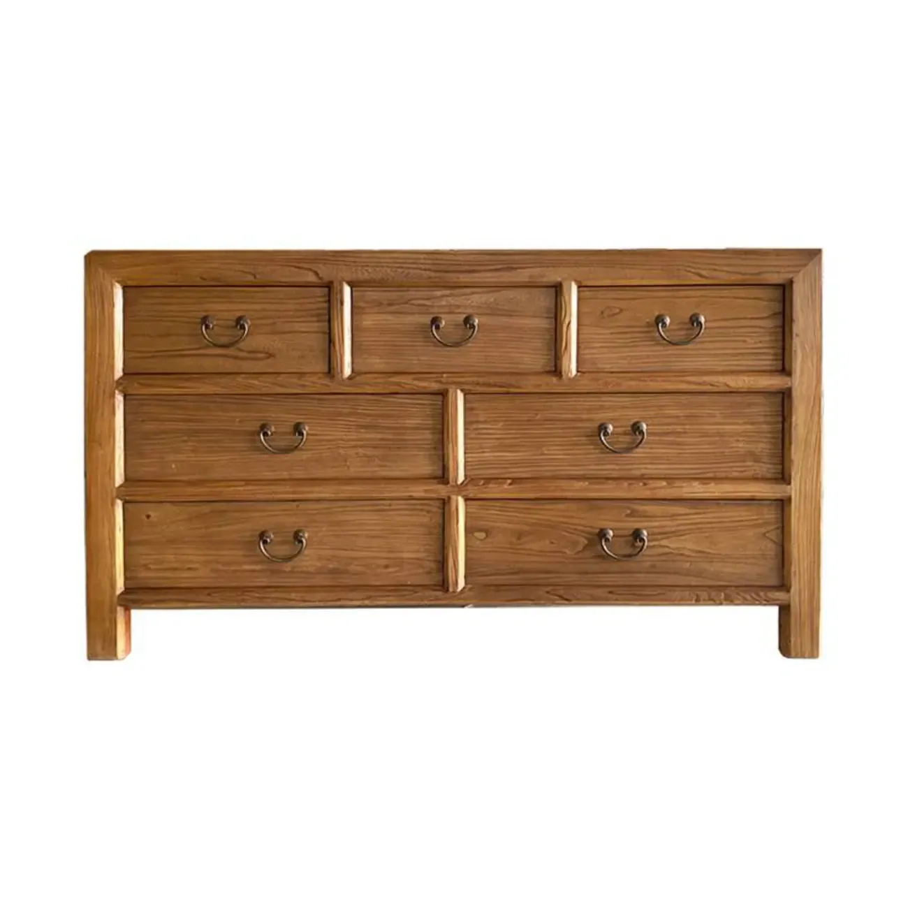 Traditional Brown Wood Console Dresser Metal Handles