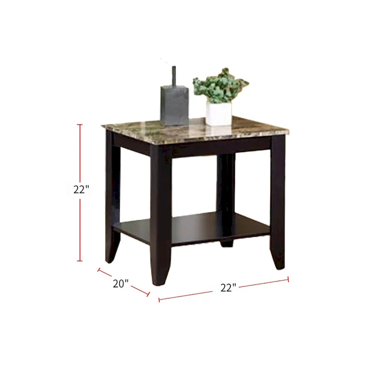 3 Piece Table Set With Marble Top, Walnut