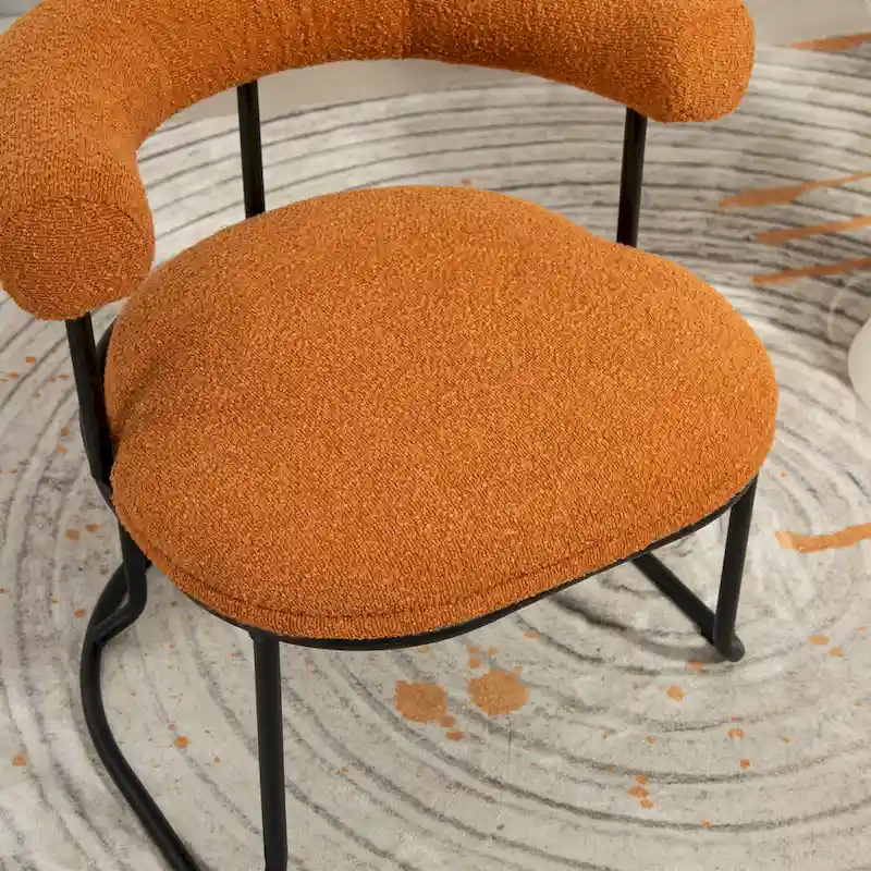 Mid-Century Modern Boucle Dining Chairs Set of 2