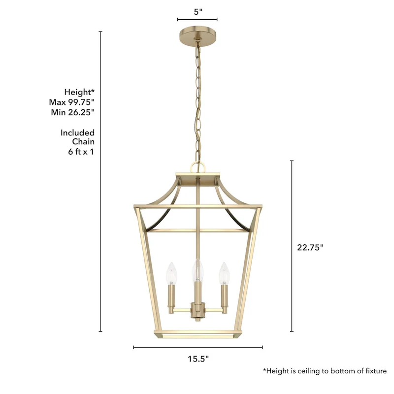 Hunter 15  Laurel Ridge 4-Light Lantern Pendant - Kitchen Island, Dining Room, Entry - Candle, Modern Farmhouse, Industrial