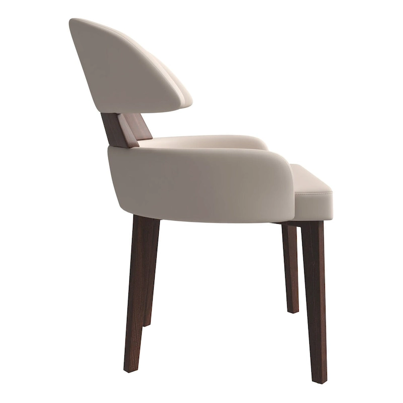 Leather Dining Chair with a Curved Back in Rubberwood Ethos Series by LeisureMod