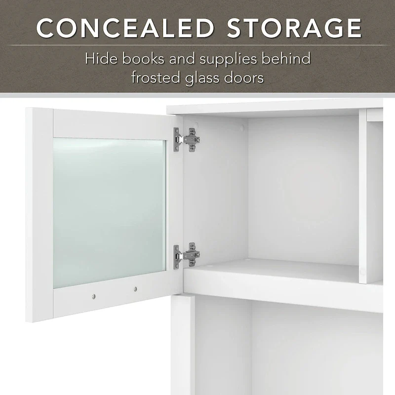 Somerset 72W L Shaped Desk with Hutch, Cabinet and Bookcase in Gray