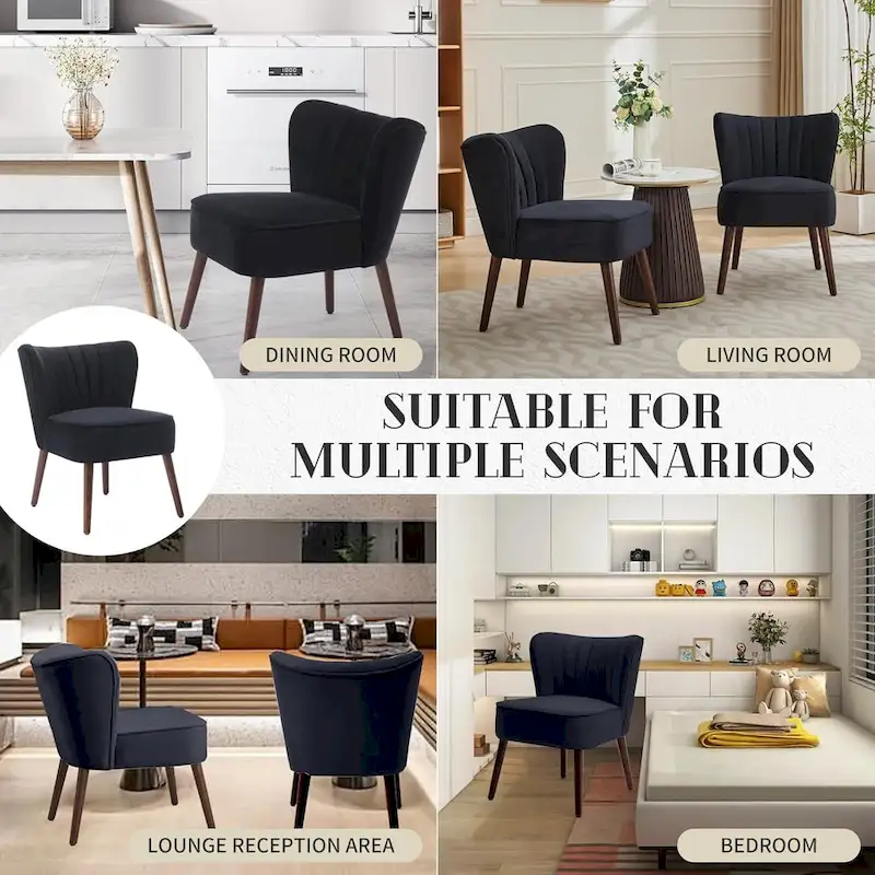 Modern Velvet Accent Chair, Soft Upholstered Living Room Chair with Wooden Legs