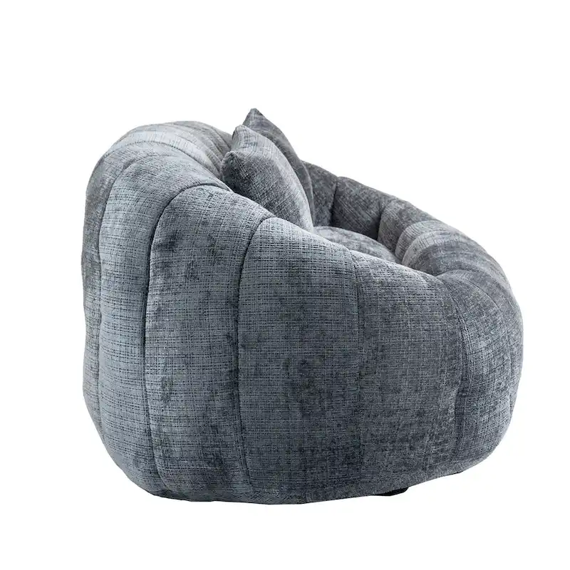 Gray Modern 59 Chenille Loveseat Chaise Lounge Chair