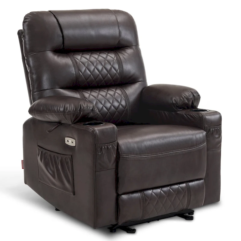 MCombo Electric Power Recliner Chair with Heat and Massage, Leather PR621