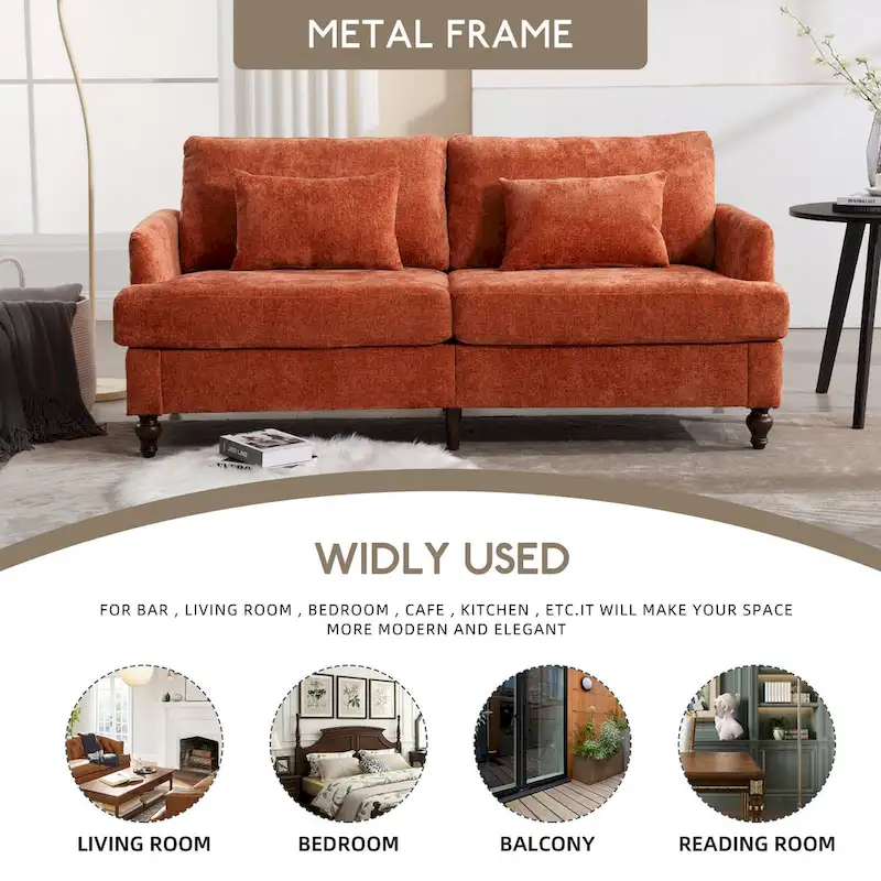 HOMEFUN Modern chenille Fabric Loveseat,2-Seat Upholstered Loveseat Sofa Modern Couch