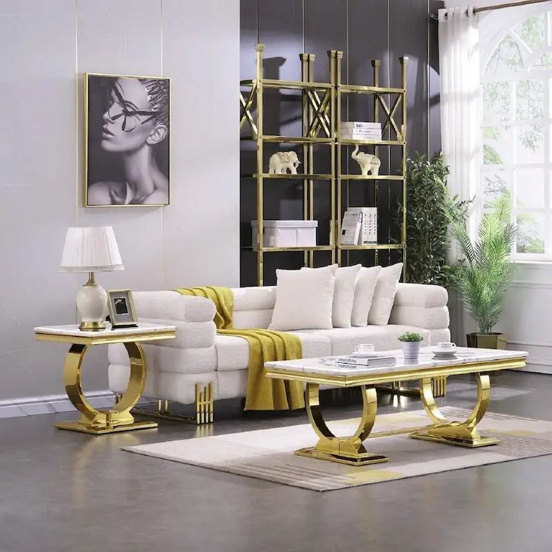 Modern Console Tables With Metal U Base and Gloss texture top