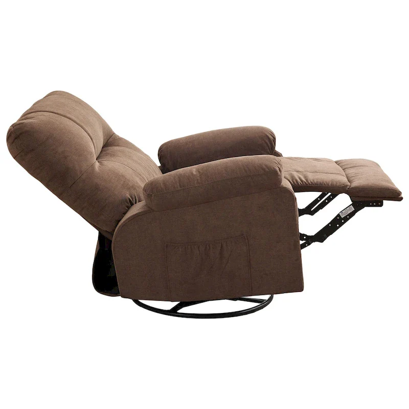 360 Linen Swivel Rocker Recliner with Side Pockets