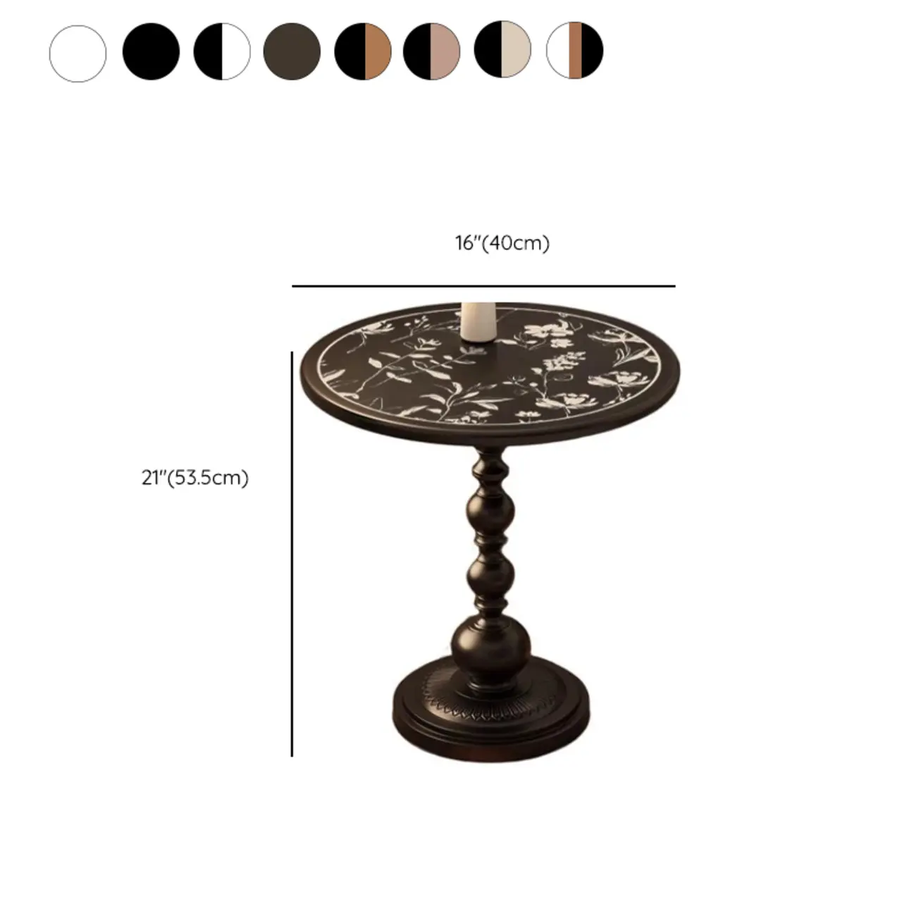 Modern Classic Iron Pedestal End Table Black-White