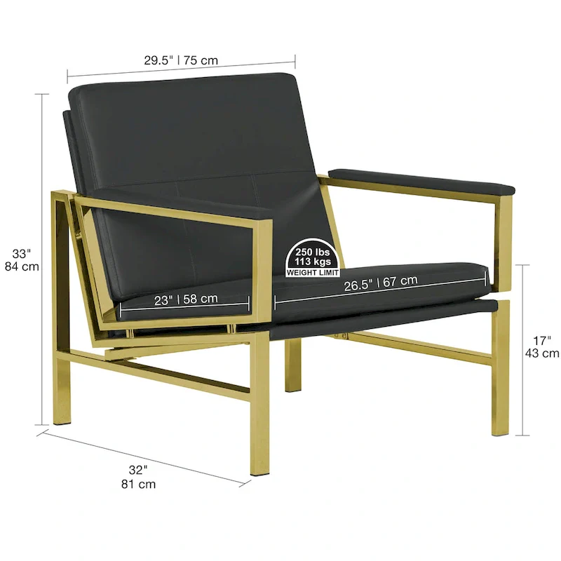 Strick & Bolton Regina Metal and Bonded Leather Mid Century Accent Chair