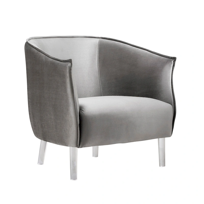 Vianne Velvet Curved Back Acrylic Leg Accent Chair by iNSPIRE Q Bold