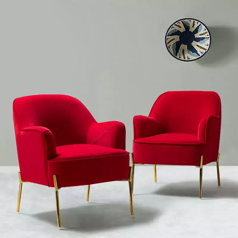 Odo Velvet Accent Comfy Living Room Arm Chair Upholstered Padded Seat Set of 2 | Karat Home