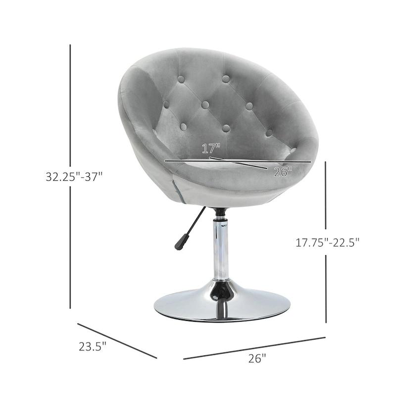 HOMCOM Swivel Accent Chair Modern Makeup Vanity Chair Adjustable Height Leisure Lounge Chair