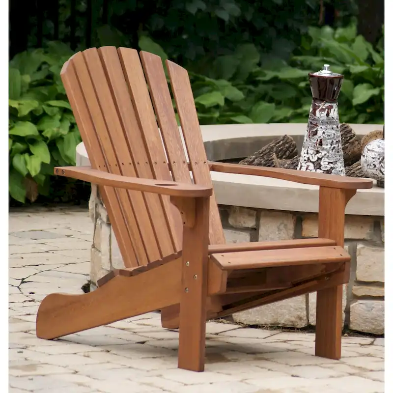 Eucalyptus Adirondack Chair with Built-in Ottoman