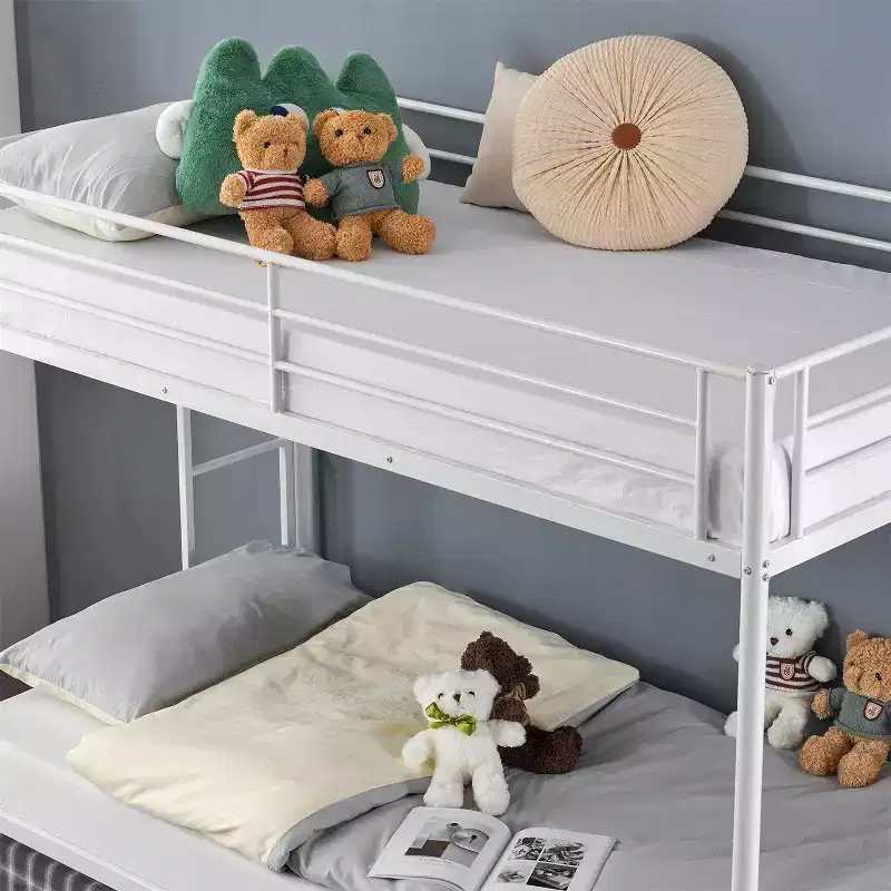 Karl Home Blcak Twin over Twin Bunk Bed with Trundle, Heavy Duty Metal Bed Frame with Safety Rail Side Ladders