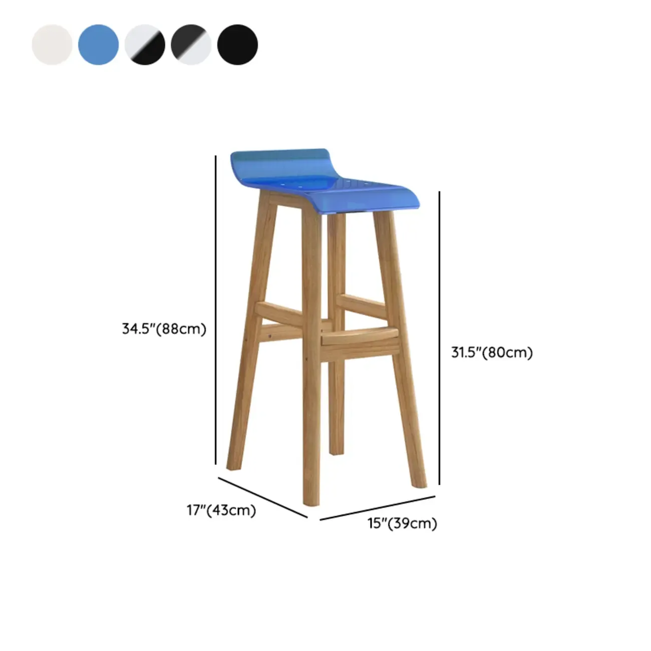 Acrylic Saddle Counter Height Wooden Bar Stools