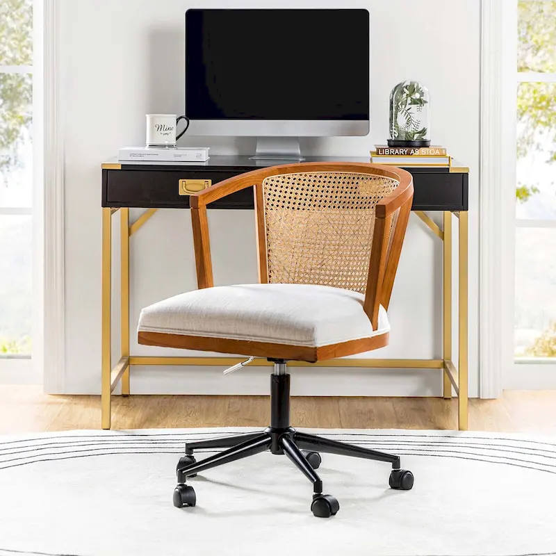 Ingrid Modern Rattan Swivel Height Adjustment Office Chair by