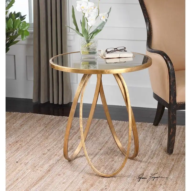 Uttermost Montrez Lightly Gold Leaf Accent Table