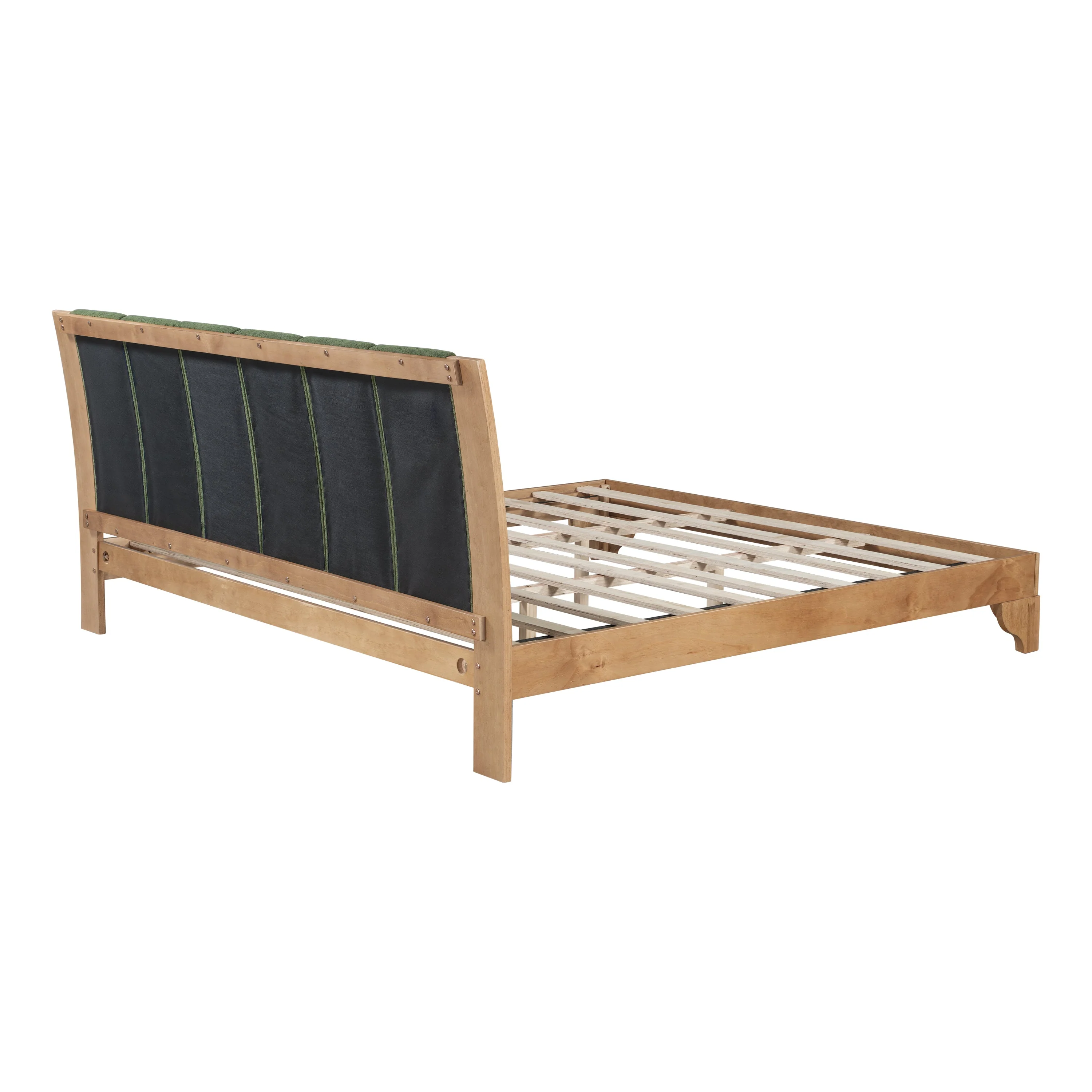 Mid Century Modern Wood and Upholstered Bedframe