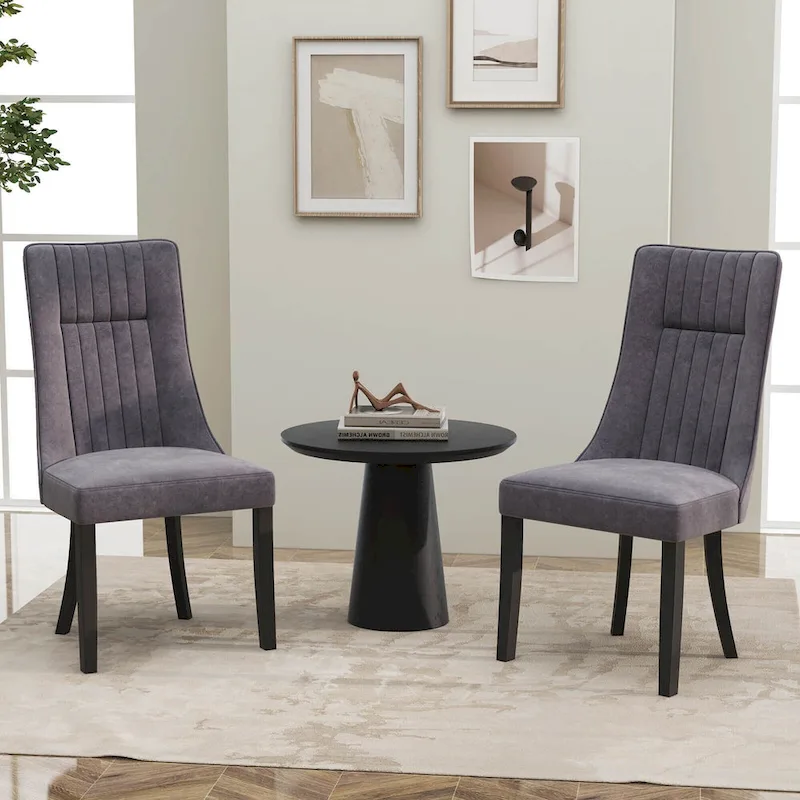 Costway Channel Tufted Dining Chairs Set of 2/4 with High Backrest