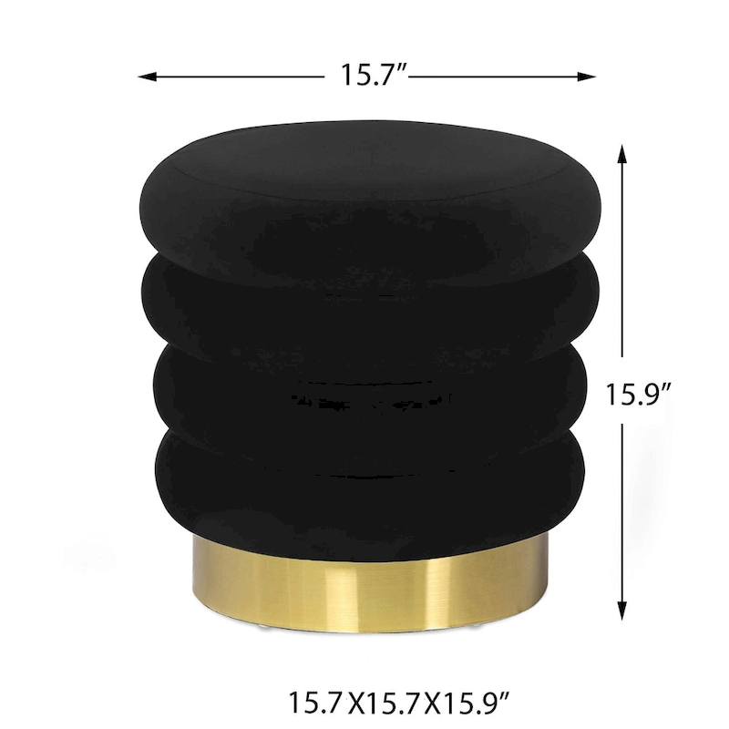 Adeco Round Velvet Ottoman Upholstered Foot Stool