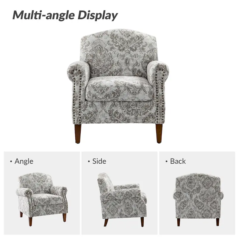 Giampiero Wooden Upholstery Armchair with Nailhead Trims by HULALA HOME