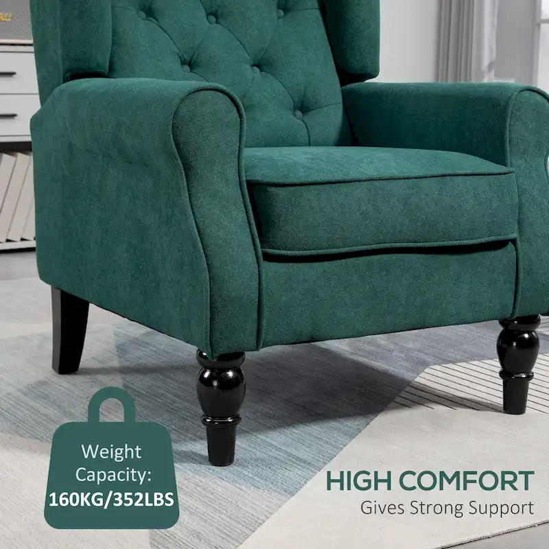 HOMCOM Copper Grove Guanta Tufted Wood Leg Accent Chair