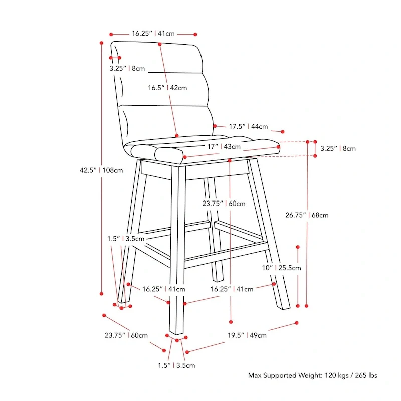 Lilibet Upholstered Counter Height Bar Stools, Set of 2