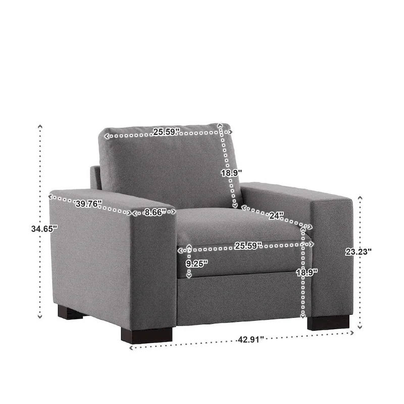 Ashton Grey Fabric Double Sided Down-Feather Filled Chair by iNSPIRE Q Artisan