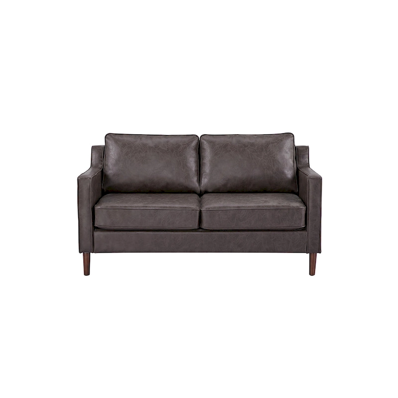 Sedona Modern Loveseat Sofa, Faux Linen / Vegan Leather Couch - N/A