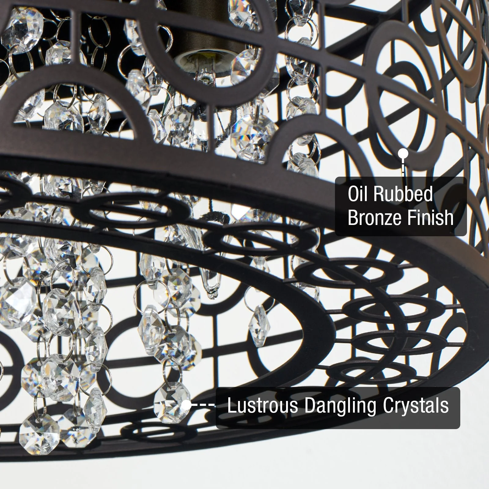 Brielle 15 Modern Chic 4-Light Crystal Flush Mount Chandelier