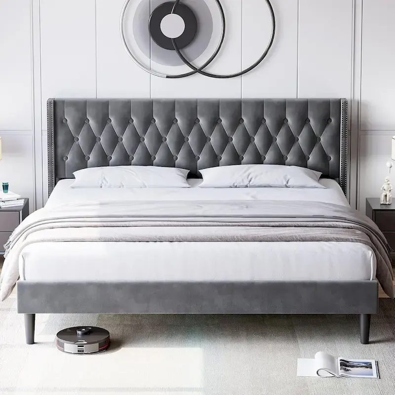 Headboard Wingback Platform Bed Frame