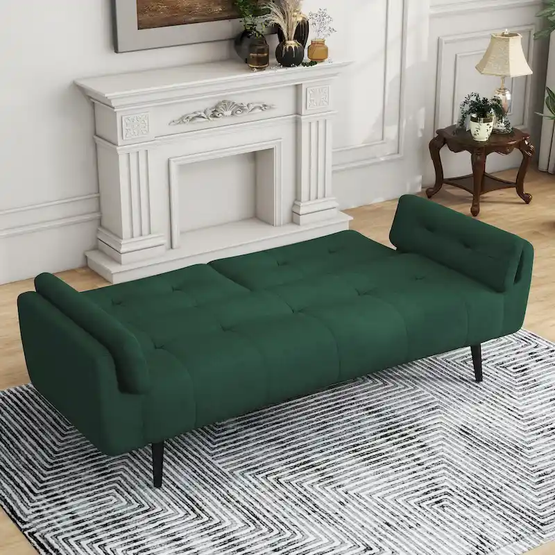 75 Convertible Sleeper Futon Sofa Bed With Adjustable Tufted Back