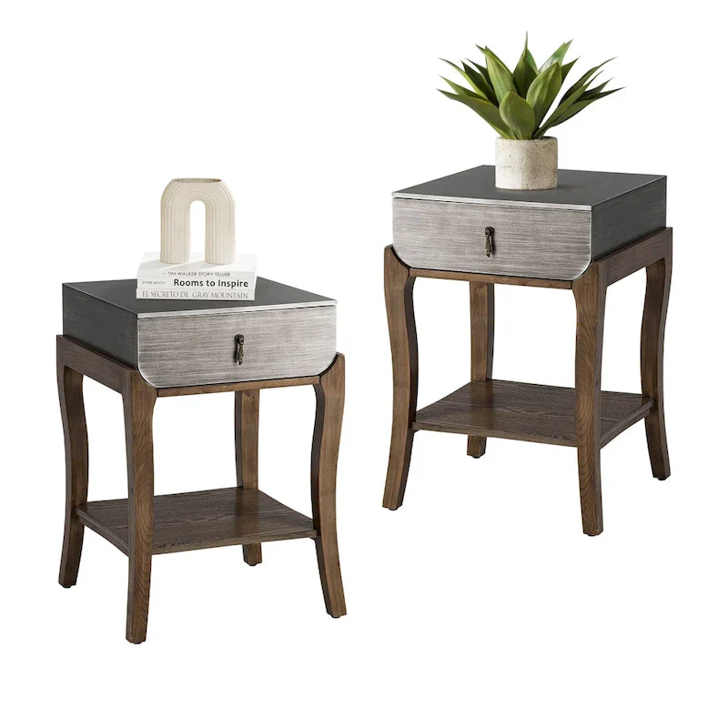 COSIEST End table with 1-Drawer and Storage Shelf