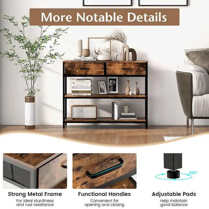 Costway Console Entryway Table Sofa Side Table with Folding Fabric