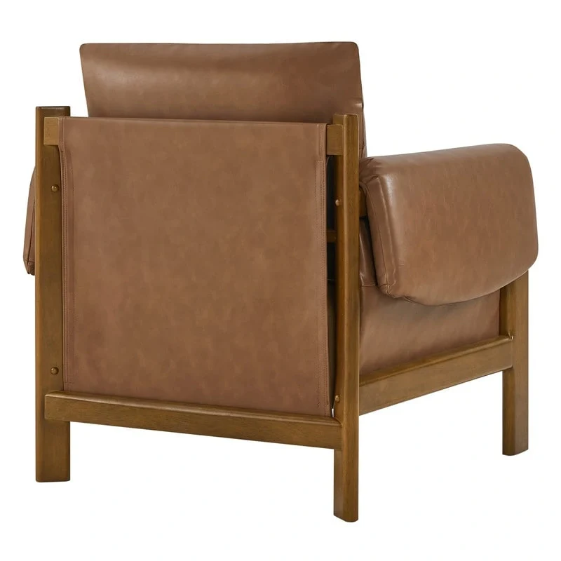 Carol Mid Century Modern Upholstered Accent Arm Chair with Wood Legs