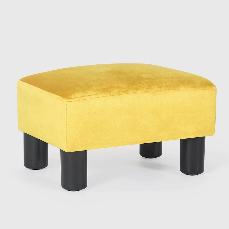 Adeco Faux Leather Ottoman Foot Rest Stool Square Padded Seat Ottoman