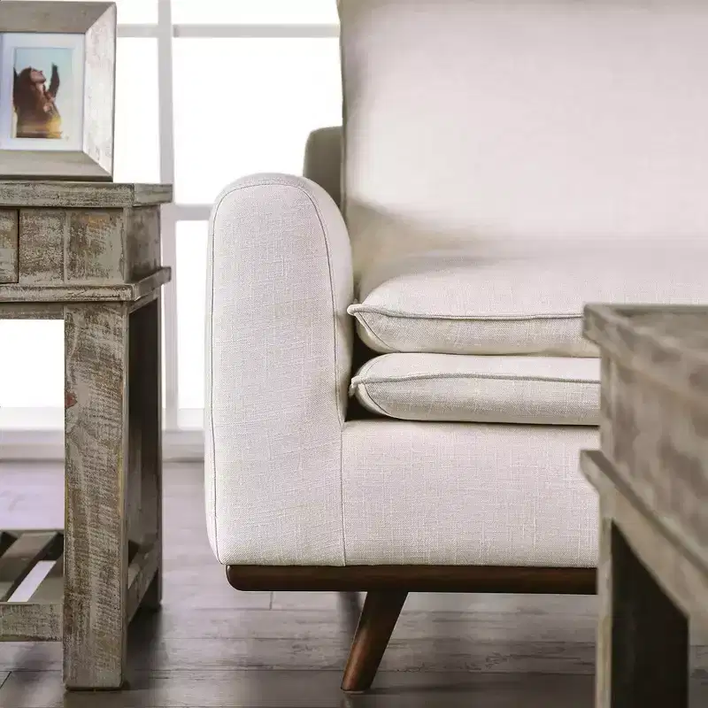 HOMES: Inside + Out Gubera 82" Mid-Century Sofa Cotton Linen Blend Upholstery with Feather Blend Cushions