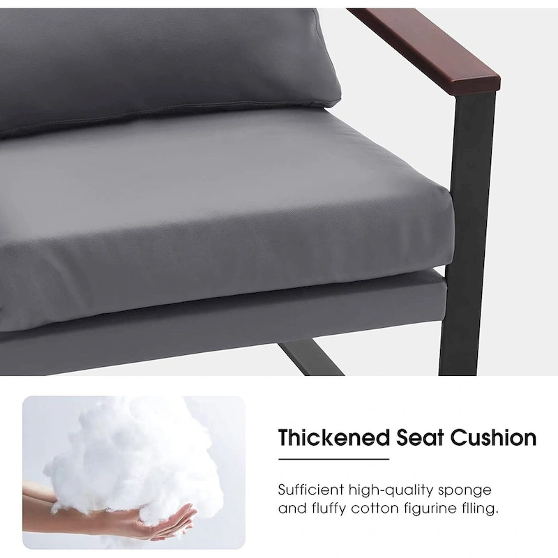 MCombo Modern Accent Chair with Upholstered Cushion, Faux Leather HQ304