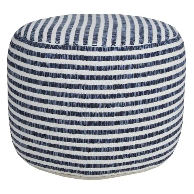 HomeRoots 18 Blue 100% Cotton Ottoman