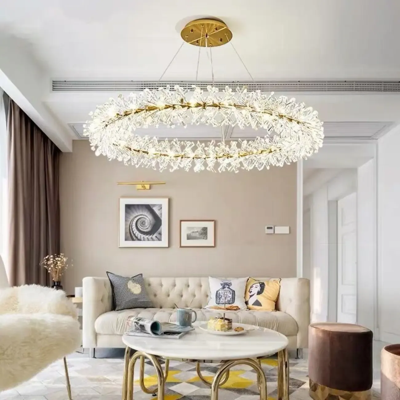 Modern Gold Crystal Garland Ambient Chandeliers