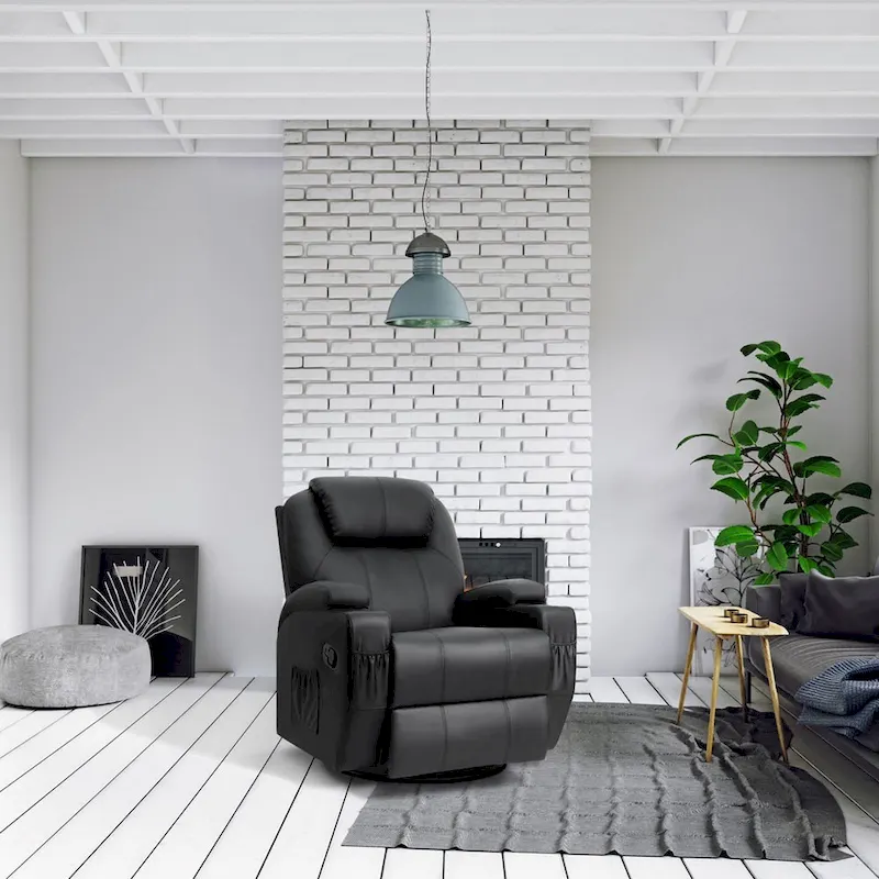 Homall Massage Recliner Chair Swivel Heating Faux Leather Living Room Chair