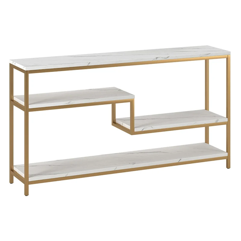 Mathis 55 Wide Rectangular Console Table with Faux Marble Top