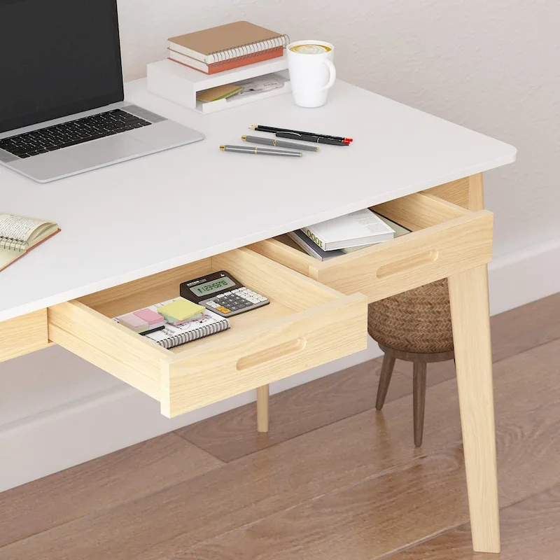 Wood Desk - 39.4W, Multi-Functional, Rounded Corners, Optional Drawers, Easy Assembly