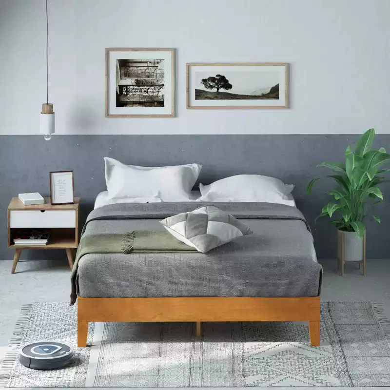 12 Alexis Deluxe Wood Platform Bed Rustic Pine - Zinus