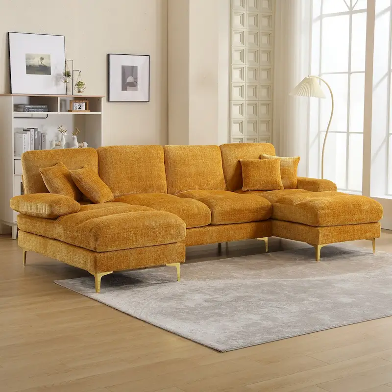 HOMEFUN Chenille Upholstered U-Shaped Living Room Sectional Sofa