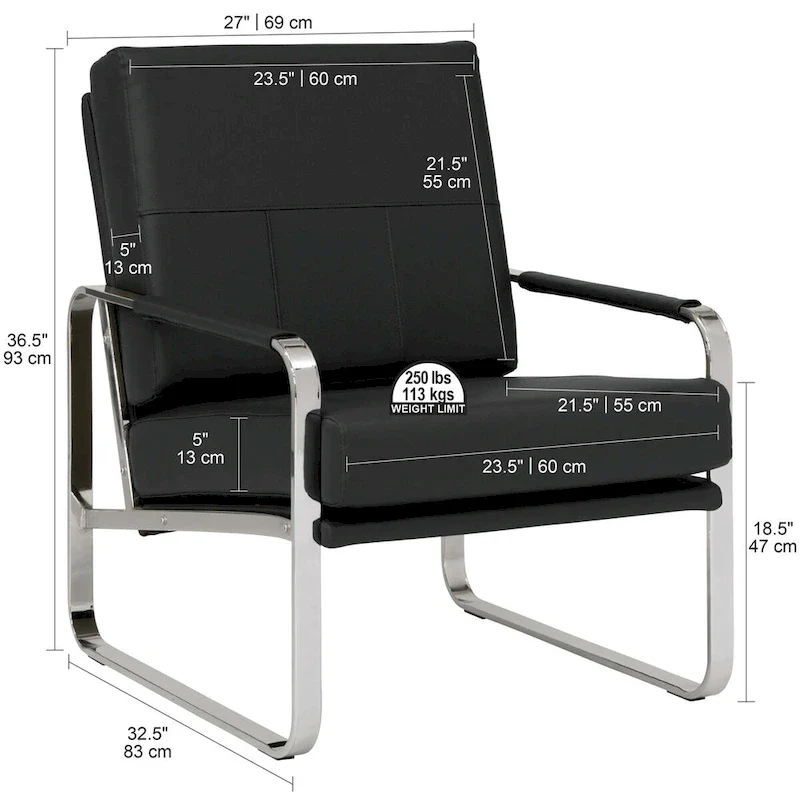 Studio Designs Home Allure Metal and Blended Leather Modern Accent Arm Chair