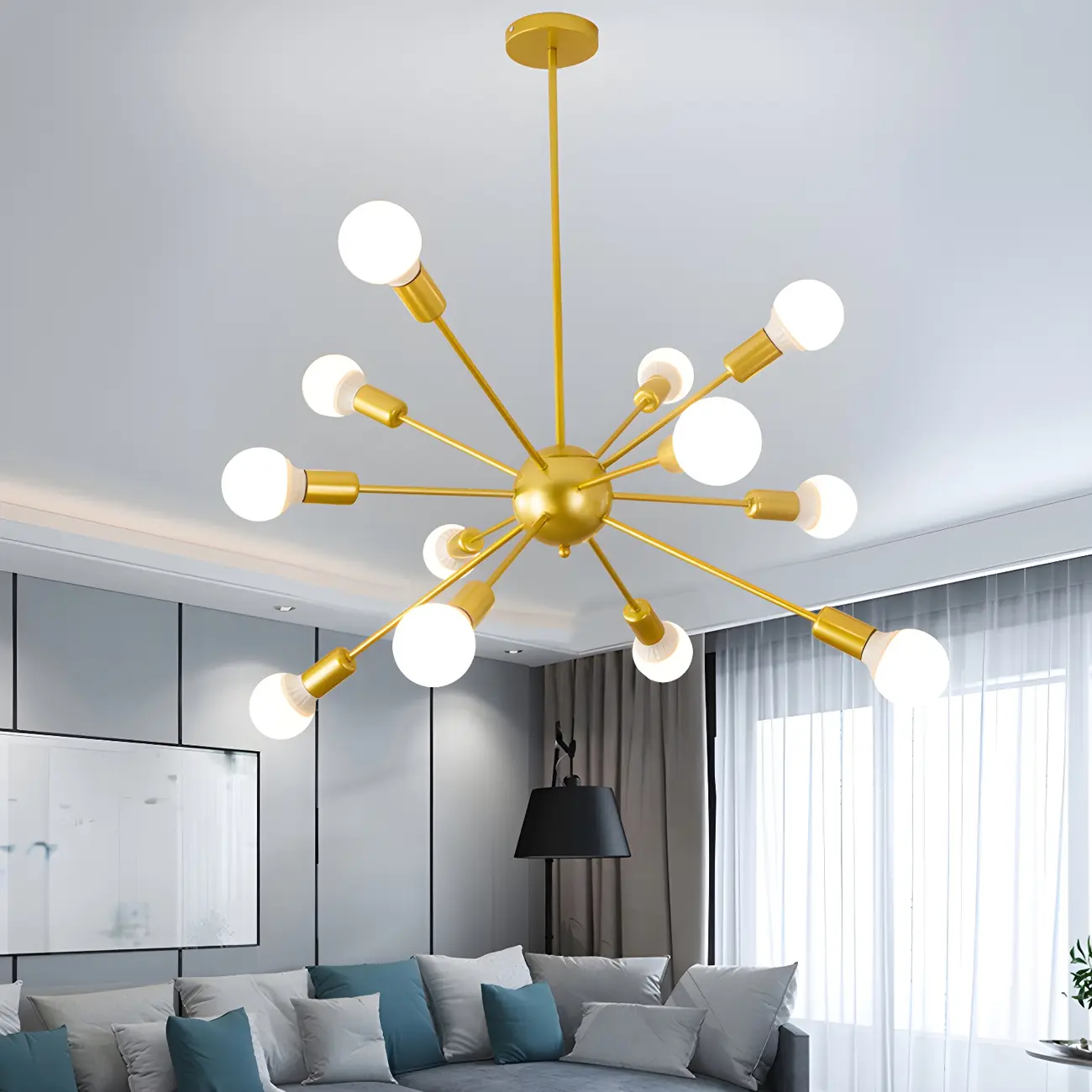 Modern LED Gold Globe Sputnik Chandelier