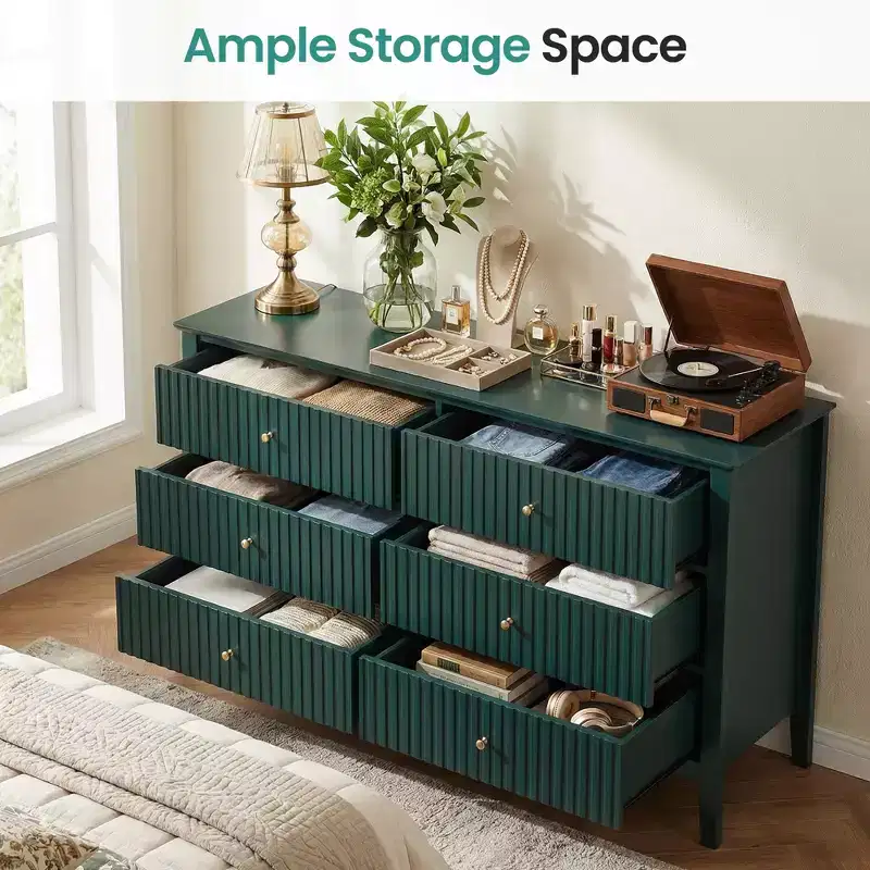 Modern Fluted 6-Drawer Dresser