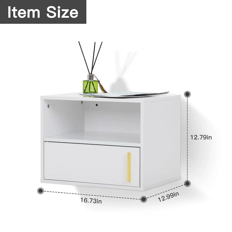 Set of 2 Wall-mounted Wooden Nightstand